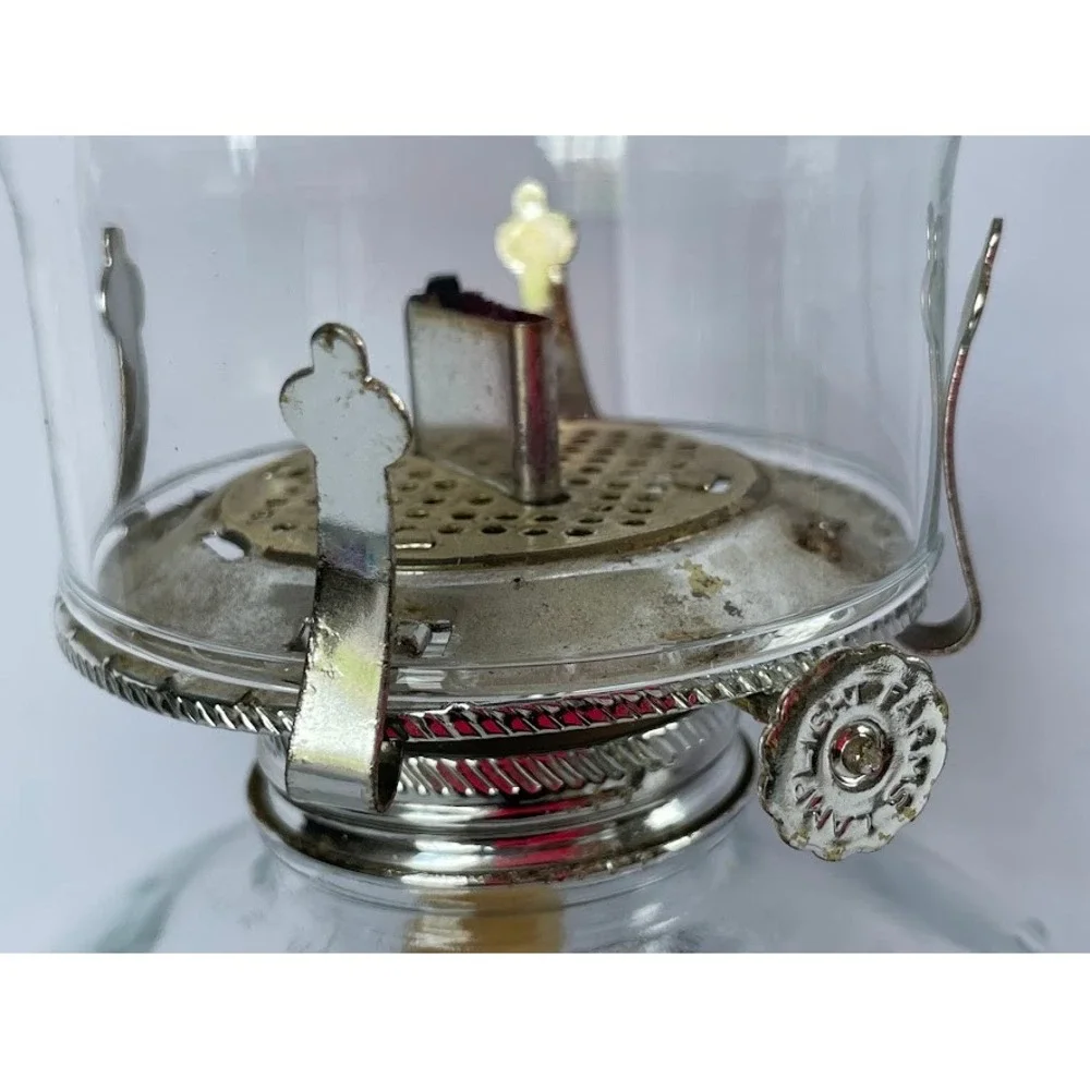 Vintage Lamplight Farms Hobnail Glass Oil Lamp‎ Kerosene Lantern Clear Hurricane